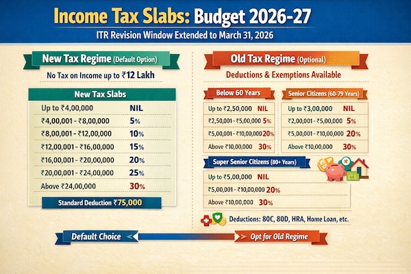 Income Tax Slabs Rates 2026 Live: Old Tax Regime vs New Tax Regime | New Income Tax Calculator For