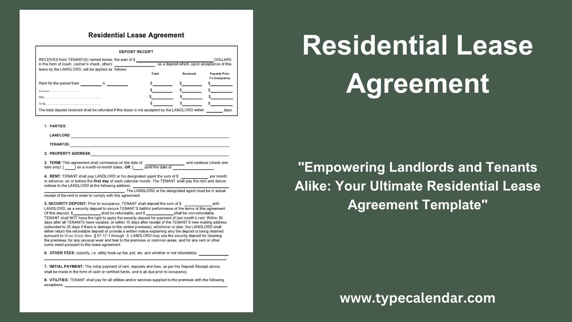 Free Printable Residential Lease Agreement Templates [PDF, Excel]